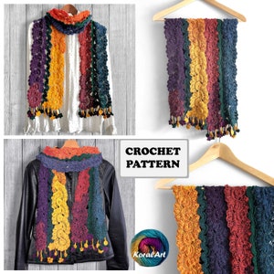 COSMOS Gehaakt sjaalpatroon, omslagdoek, digitaal patroon, in kaart gebracht patroon, haakschema, BOHO, Bloemhalswarmer, Elegant, Mode, Cadeau,