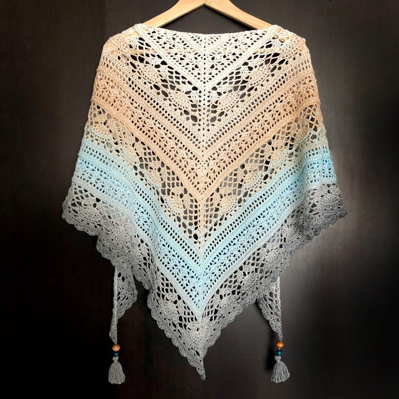 Crochet shawl pattern, crochet pattern, shawl pattern, digital pattern, charted pattern, crochet chart, triangle shawl, LILY SHAWL, BOHO, image 2