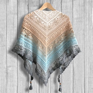 Crochet shawl pattern, crochet pattern, shawl pattern, digital pattern, charted pattern, crochet chart, triangle shawl, LILY SHAWL, BOHO, image 4