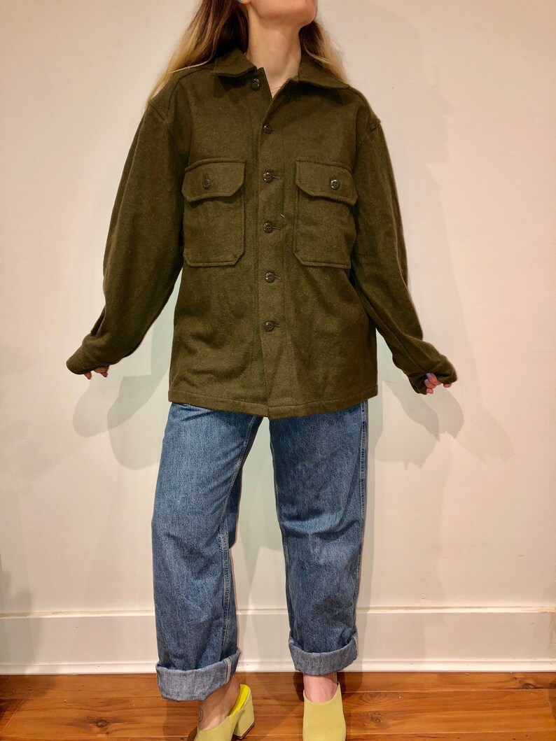Army Green Military Button Up Flannel