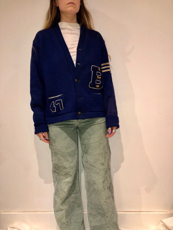 Vintage 1940s Royal Blue Varsity/Letterman Knit Ca