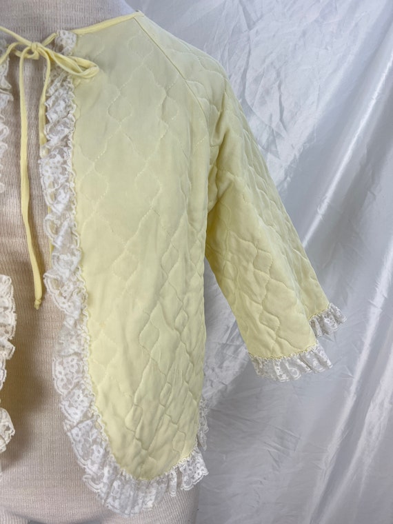 Vintage 1960s Pale Buttery Yellow Quilted Bed Jac… - image 3