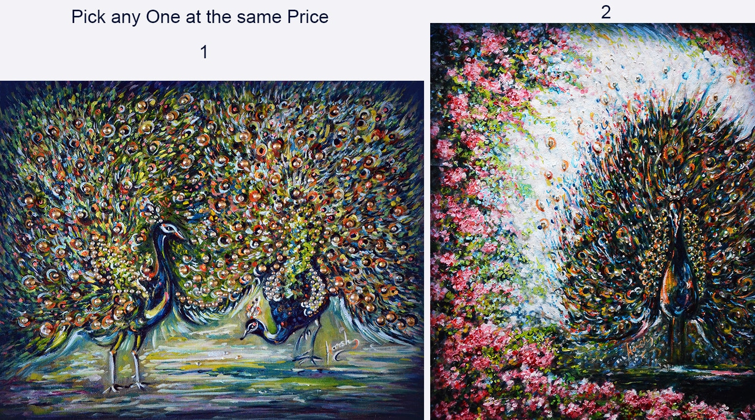Dancing Peacock, Original Painting, Nature Art, Floral, Flowery