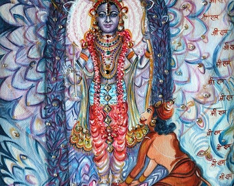 Shree Rama, Ayodhya mandir, original watercolors painting, Lotus, modern, contemporary, impressionist, Bharat, India, spiritual- Harsh Malik