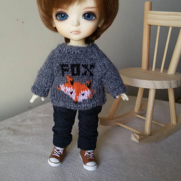 Fox head sweater for Lati Yellow. Male doll, bjd boy jumper