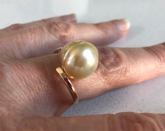 Handmade Golden Pearl Ring