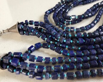 Handmade 4 Strands Lapis And Turquoise Necklace