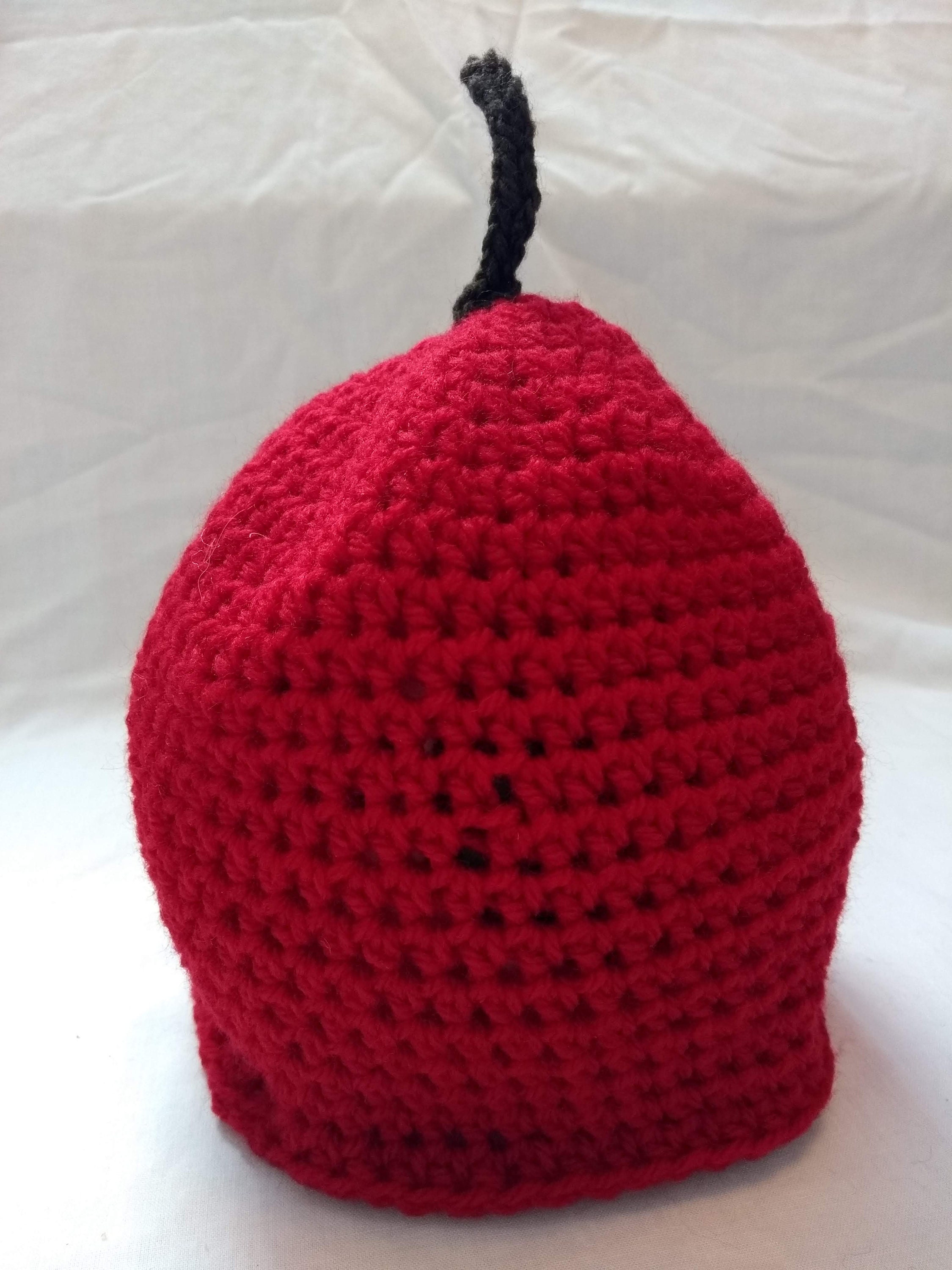 Cherry Beanie Hat Hand Crochet Hat Red 