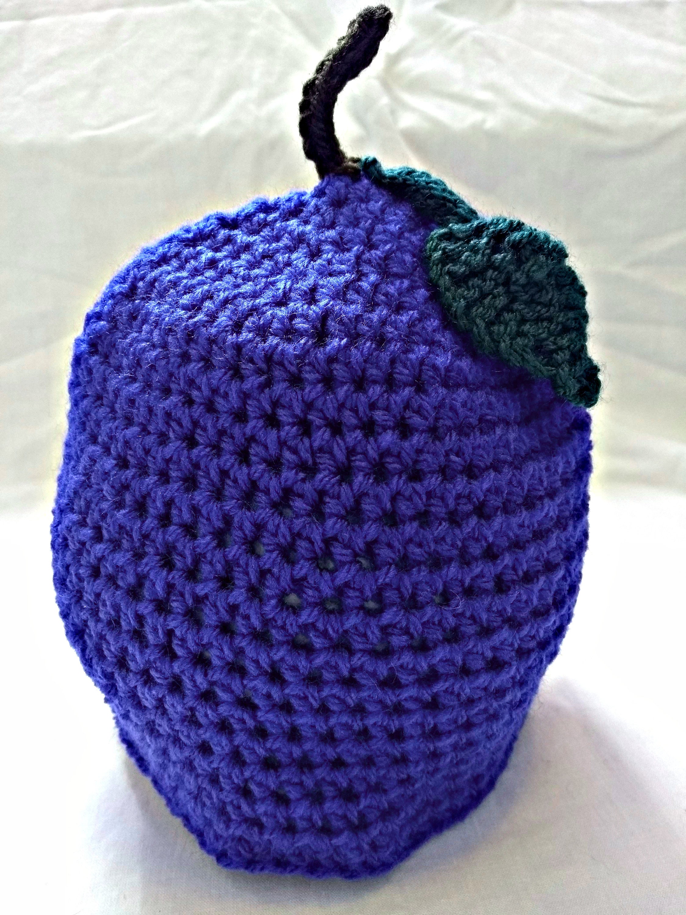 Blueberry Beanie Hat Hand Crochet Hat 