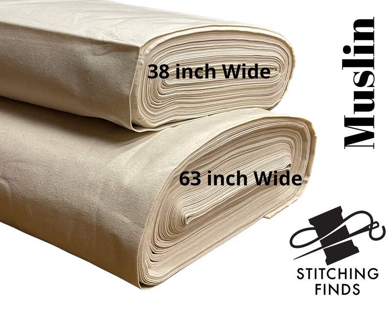 Muslin Fabric by the Yard 100 Unbleached Cotton 63 and 38 Etsy
