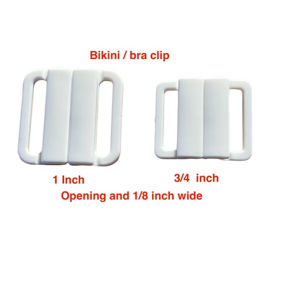 Bikini Bra Bathing Suit Closure, Clip, Clasp Clicker White Black and Clear  Plastic. 1, 3/4, 1/2 Inch Wide. Bra Front Clip Bikini Clasp 