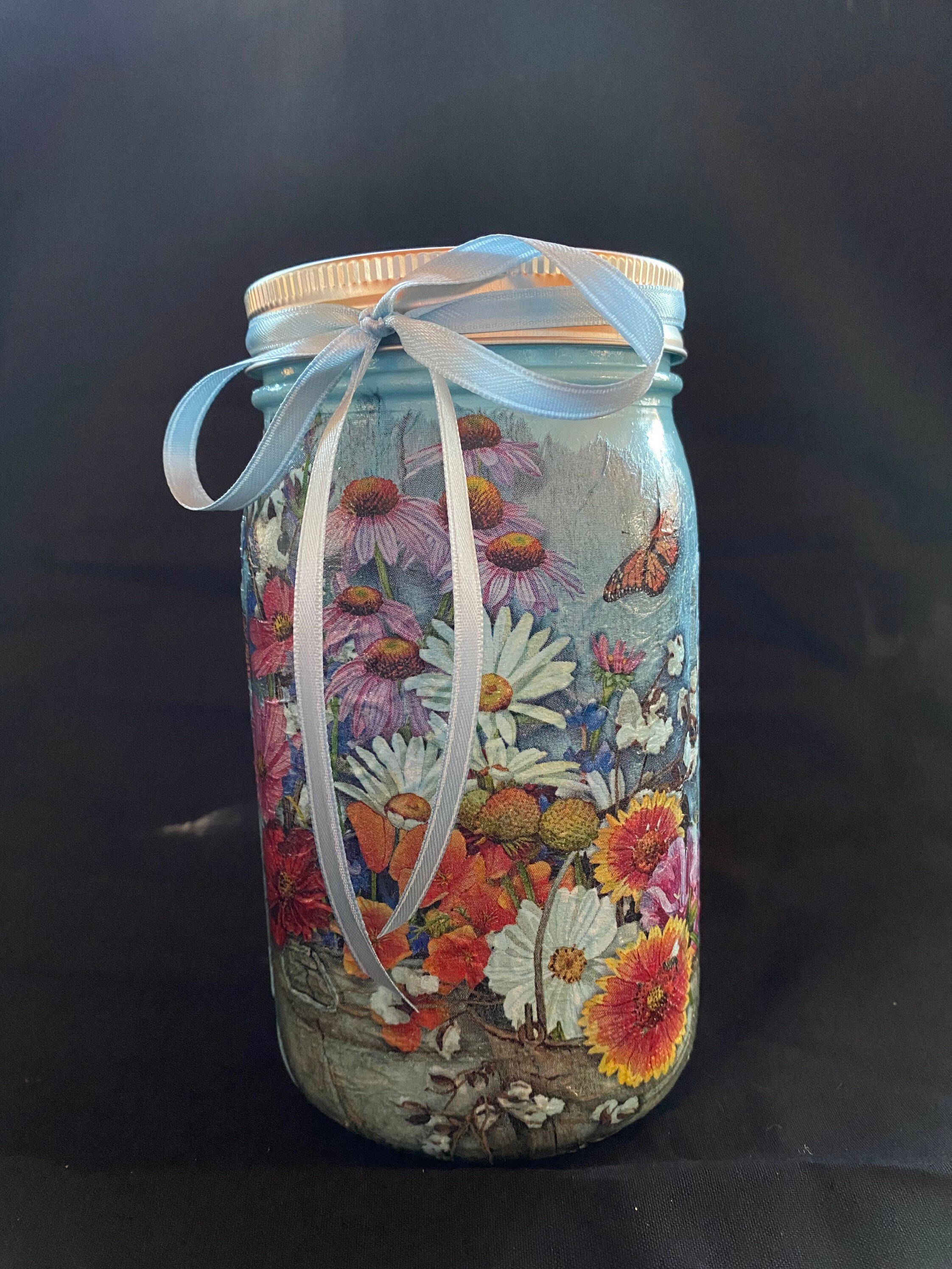 Flower decorative quart canning jar. Choice of pump slotted Etsy