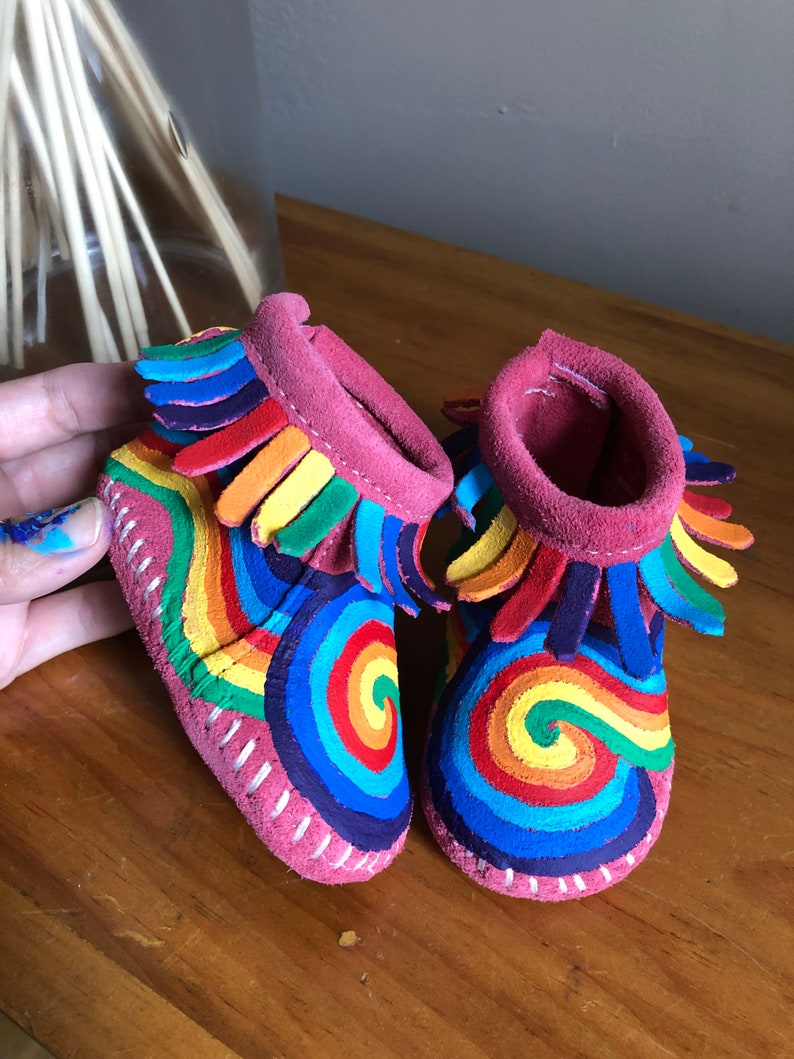 Custom Painted Psychedelic Tie Dye Swirl Baby Moccasins | Etsy