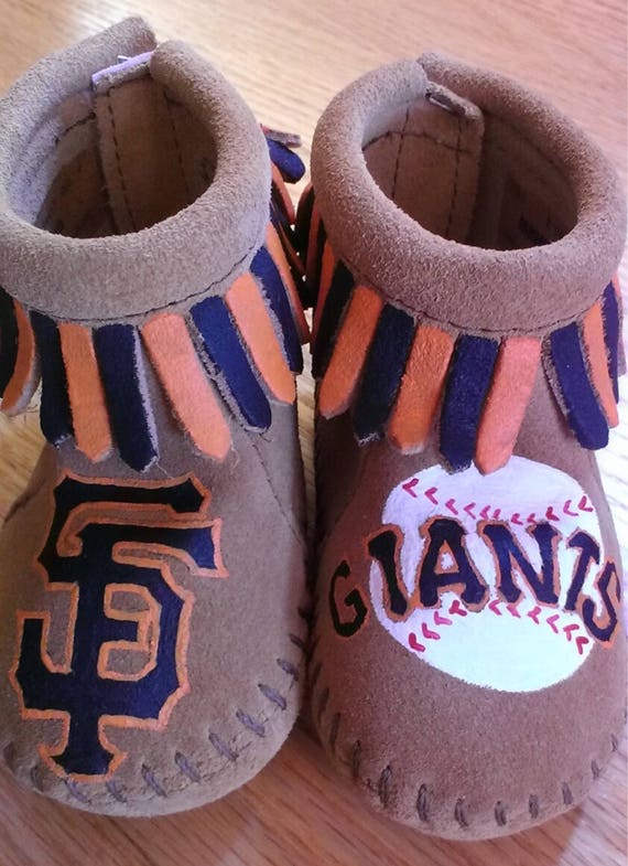 Items similar to Custom Painted San Francisco Giants Baby Moccasins on Etsy