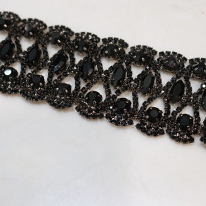 Applique trim, Bridal Applique, DIY Weddings, trim, Rhinestone trim, black rhinestone, crystal sash, Wedding Headpiece bridal, sash headband