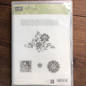 Stampin Up Rubber Stamp - Fresh Vintage - RETIRED - Free Shipping
