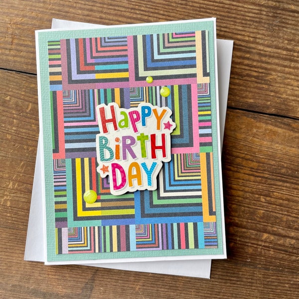 Birthday Greeting Card - Blank Inside - 4.25 x 5.5 - Handmade - Ready to Ship - Floral