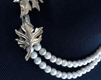 Double Strand Vintage Creamy Pearl Wedding Necklace