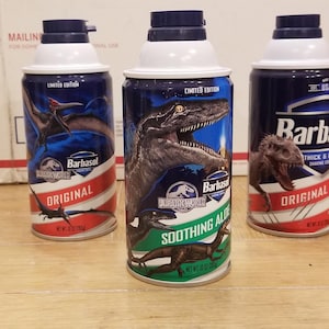 Limited Edition Barbasol shave cream can converted into a diversion safe AKA Stash Can Jurassic World Park dinosaur rare find unique gift