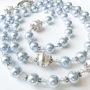 Breathtaking Austrian Pearls and Crystals Rosary, Catholic Wedding Gifts, &#39;Something Blue&#39; Wedding Gift, Baptism or First Communion Gifts