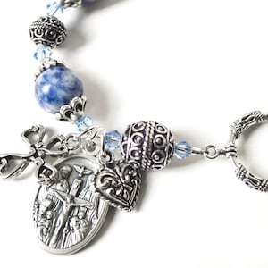 Stunning 4-Way Medal Rosary Bracelet with Prayer Card, Catholic Sacramentals, Gifts for Women, Confirmation Gifts, Gemstone Rosary Bracelets