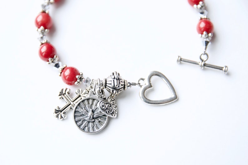 7 1/2 Inch November Birth Month Bead Rosary Bracelet with Patron Saint Petite Charm 7 1/2 Inch November Birth Month Bead Rosary Bracelet with Patron Saint Petite Charm