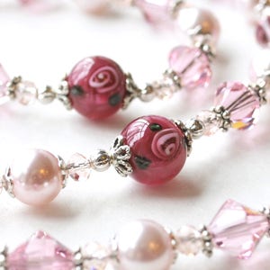 Breathtaking Heirloom Catholic Rosary with Handblown Czech Beads and Genuine Austrian Pearls and Crystals, Stunning Catholic Sacramentals