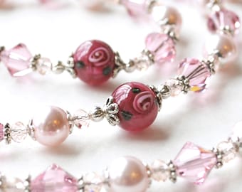 Breathtaking Heirloom Catholic Rosary with Handblown Czech Beads Created with Swarovski® Pearls and Crystals, Stunning Catholic Sacramentals