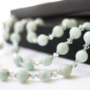 Stunning Heirloom Catholic Rosary with Genuine Amazonite and Handblown Czech Lampwork Beads and Swarovski Crystals, Sacramental Gifts image 4