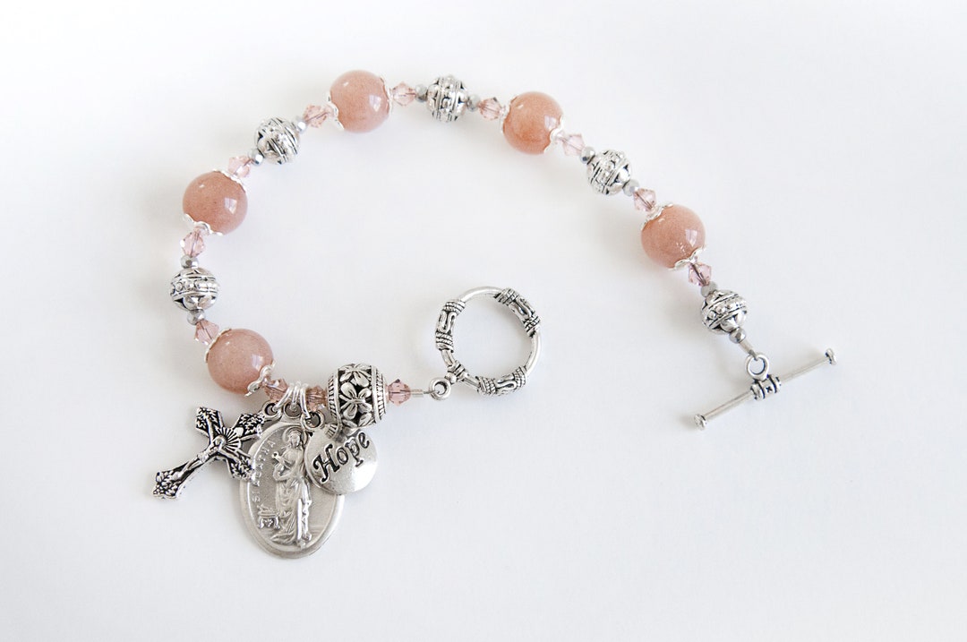 Saint Agatha Rosary Bracelet With Novena, Patron Saint of Those