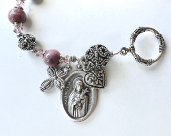 Saint Therese Rosary Bracelet with Novena Prayer Book, Catholic Jewelry, Saint Therese of Lisieux Gifts, Confirmation & RCIA Gifts of Faith