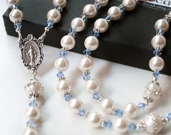 Something Blue Catholic Wedding Rosary, Bridal Bouquet Rosaries, Catholic Wedding Gifts, First Communion and Confirmation Gifts