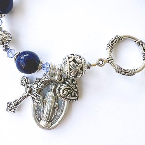 Beautiful Genuine Lapis Miraculous Medal Rosary Bracelet, Confirmation Gifts, Catholic Jewelry, RCIA Gifts, Sacramental Gifts for Catholics