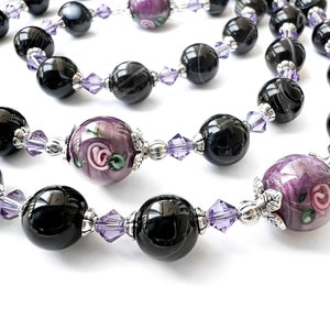 Stunning Catholic Rosary with Banded Agate Gemstones and Austrian Crystals, Heirloom Catholic Sacramentals, Miraculous Medal Rosaries