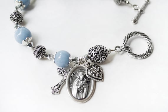 Saint Therese The Little Flower Rosary Bracelet with Novena Book, Confirmation Gifts, RCIA Gifts, Catholic Jewelry, St. Therese Rosaries