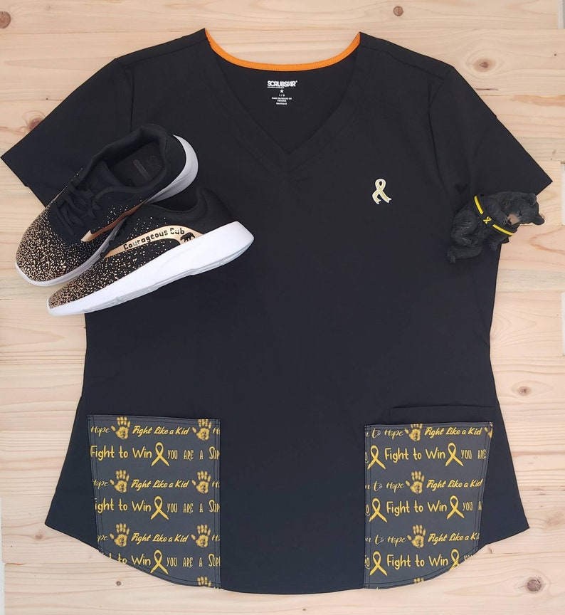 Women's Scrub Top to support Childhood Cancer Awareness. Etsy