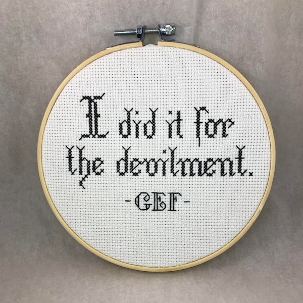 Gef the Talking Mongoose "I Did It For the Devilment" Last Podcast on the Left Cross stitch