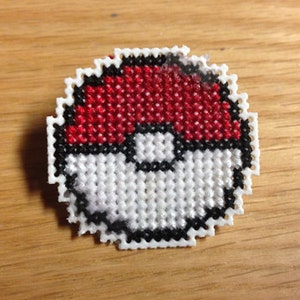 Cross stitch Pokeball pins