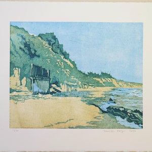 Coastal Landscape Woodcut