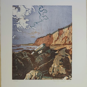 Seascape woodcut