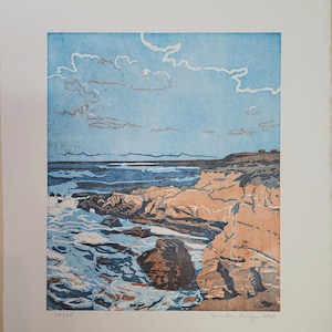 Seascape woodcut