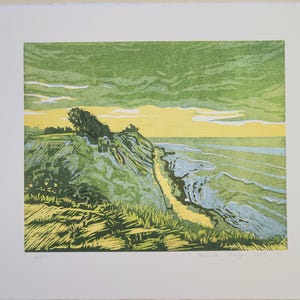Coastal Landscape Woodcut