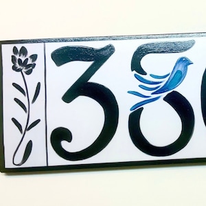 Large 5 inch house numbers for address, Bluebird modern custom plaques, Personalized address signs, housewarming and holiday gift, 6 sizes.