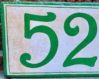 Green custom house number sign Hand painted personalized sign, Address sign Name sign Large house plaque, House warming gift decorative tile