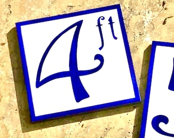 Azulejo marcador de profundidad para piscinas de porcelana pintado a mano, colores personalizados.