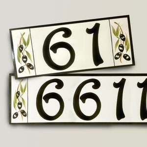 Olive Branch, Large 5 inch house numbers for address sign, Personalized porcelain ceramic house number plaque, housewarming and holiday gift