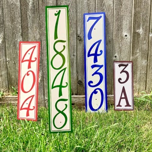 Vertical numbers for fence and posts. Vertical porcelain outdoor numbers. Door sign, Custom House numbers,