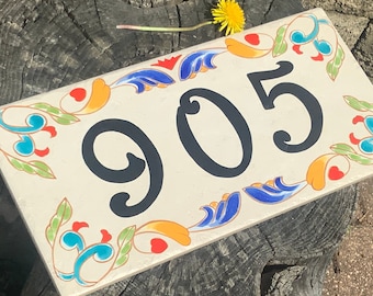 Hand Painted Victorian and Italian Style House Number Plaque, Unique holiday personalized gift