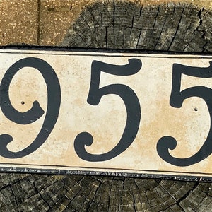 Large Rustic house number plaque. Porcelain address sign, Black door signs, Housewarming gift, Real Estate closing gift image 1