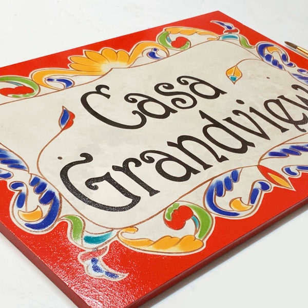 Tabliczka z numerem domu, ręcznie malowany porcelanowy znak adresowy, włoski numer domu z płytek ceramicznych, mrozoodporna tabliczka adresowa do użytku zewnętrznego